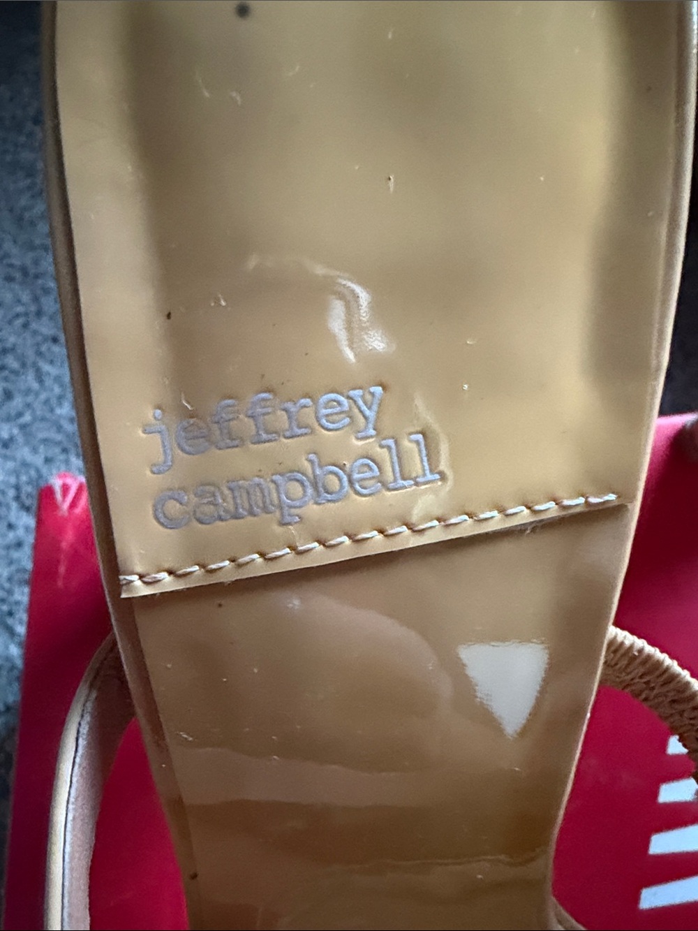 Jeffrey Campbell Nude Patent Square-Toe Strap Block Heels - Picture 2 of 5